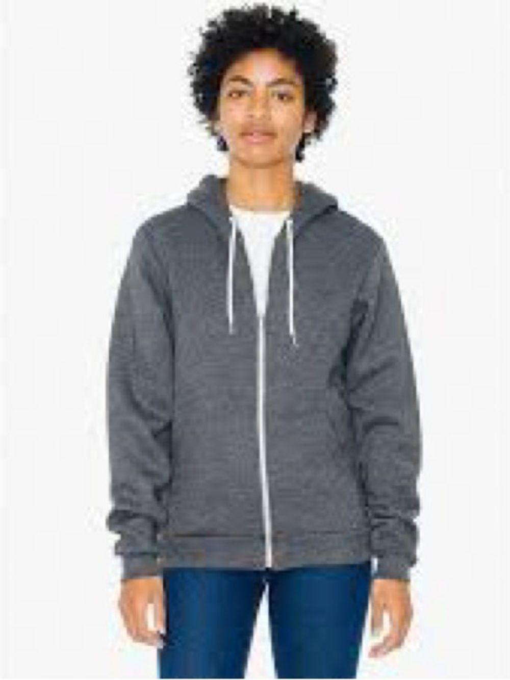 American Apparel Flex Fleece Unisex Full-Zip Hoodie - Heather Grey - Size M